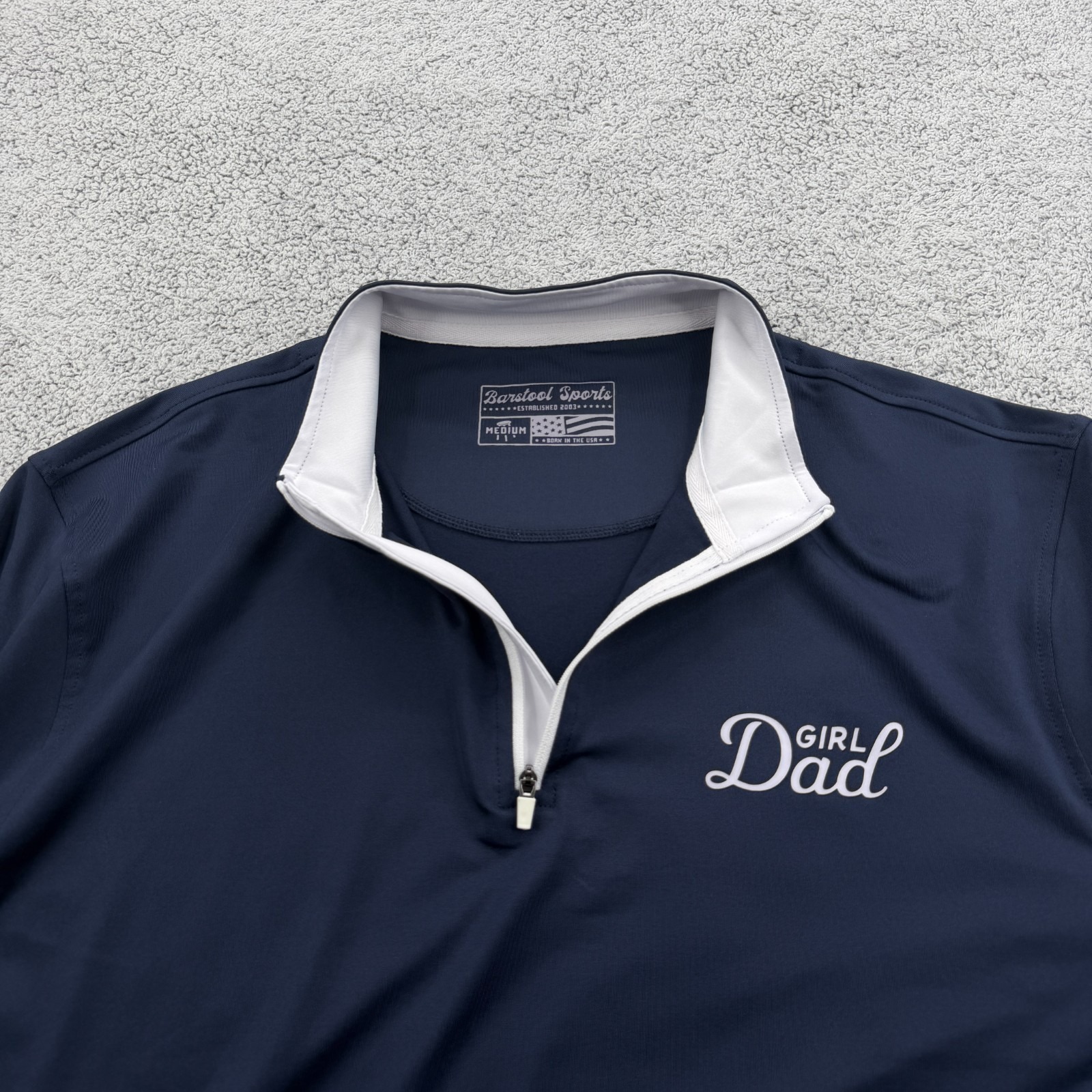 Barstool Sports Quarter Zip Pullover Mens Medium Navy Blue Girl Dad Fathers Day — image 8 of 8